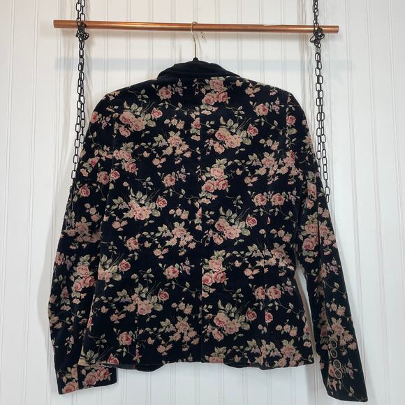 Pink Martini Floral Blazer Single Breasted One Button Career Workwear Size XS S - Picture 2 of 6